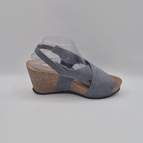 A. Giannetti Shoes Womens Size‎ 8 38 Gray Suede Leather Wedge Sandals Made Italy - Picture 3 of 13